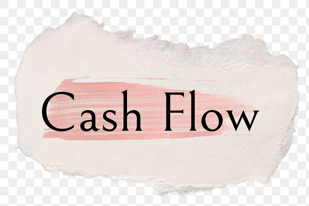 Cash flow png ripped paper word sticker typography, transparent background