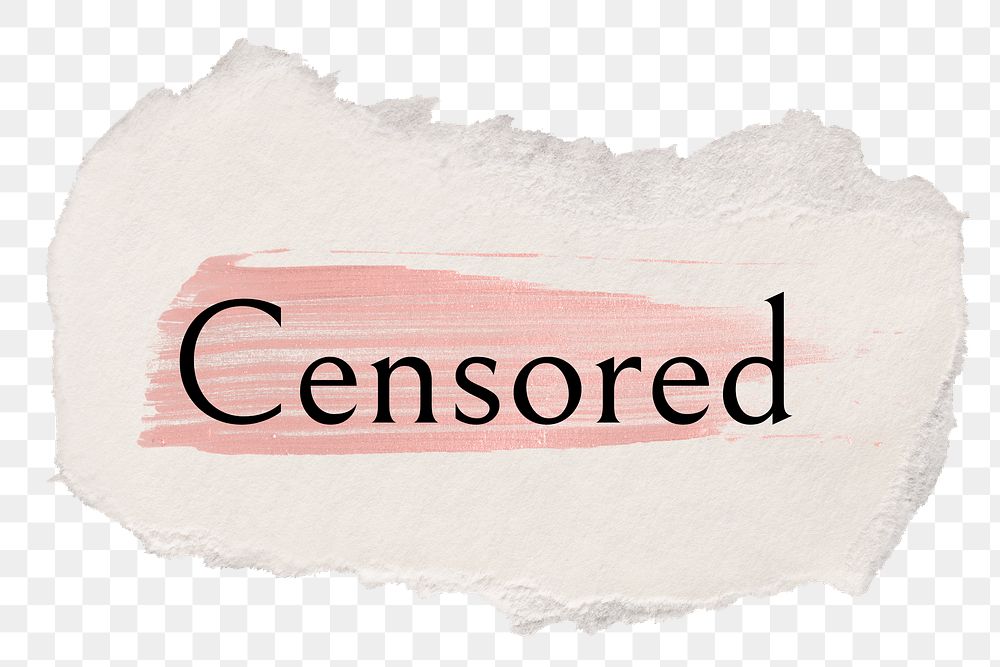 Censored png ripped paper word sticker typography, transparent background