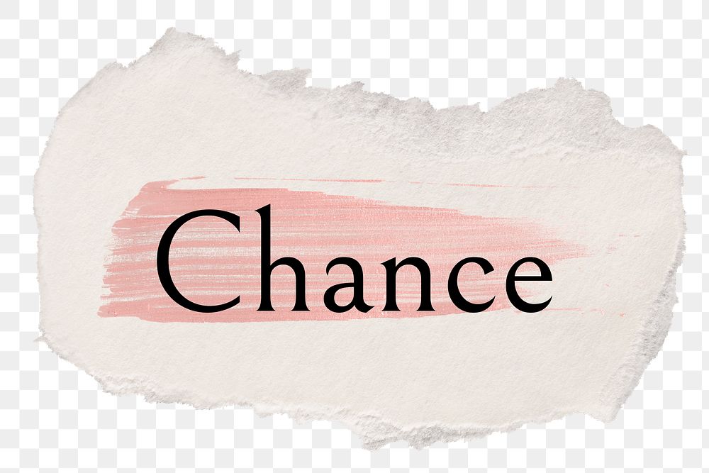 Chance png ripped paper word sticker typography, transparent background