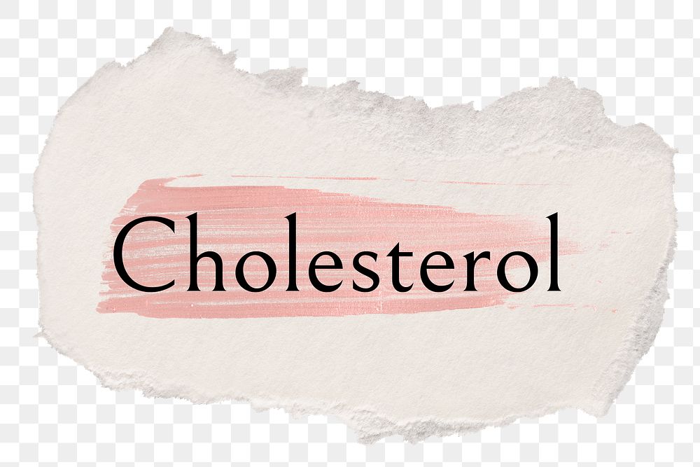 Cholesterol png ripped paper word sticker typography, transparent background
