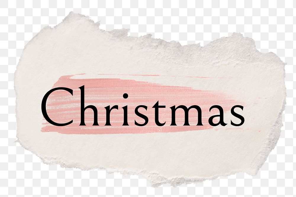 Christmas png ripped paper word sticker typography, transparent background