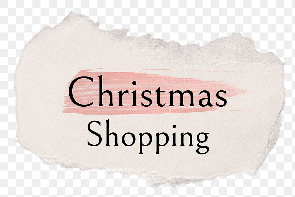 Christmas shopping png ripped paper word sticker typography, transparent background