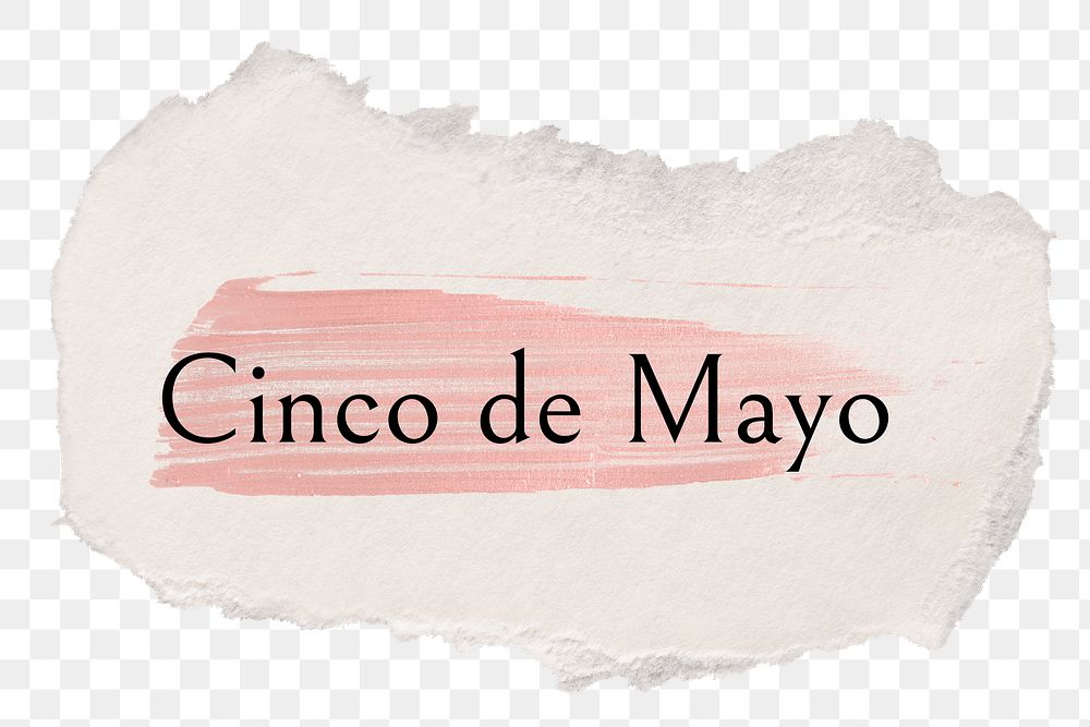 Cinco de Mayo png ripped paper word sticker typography, transparent background