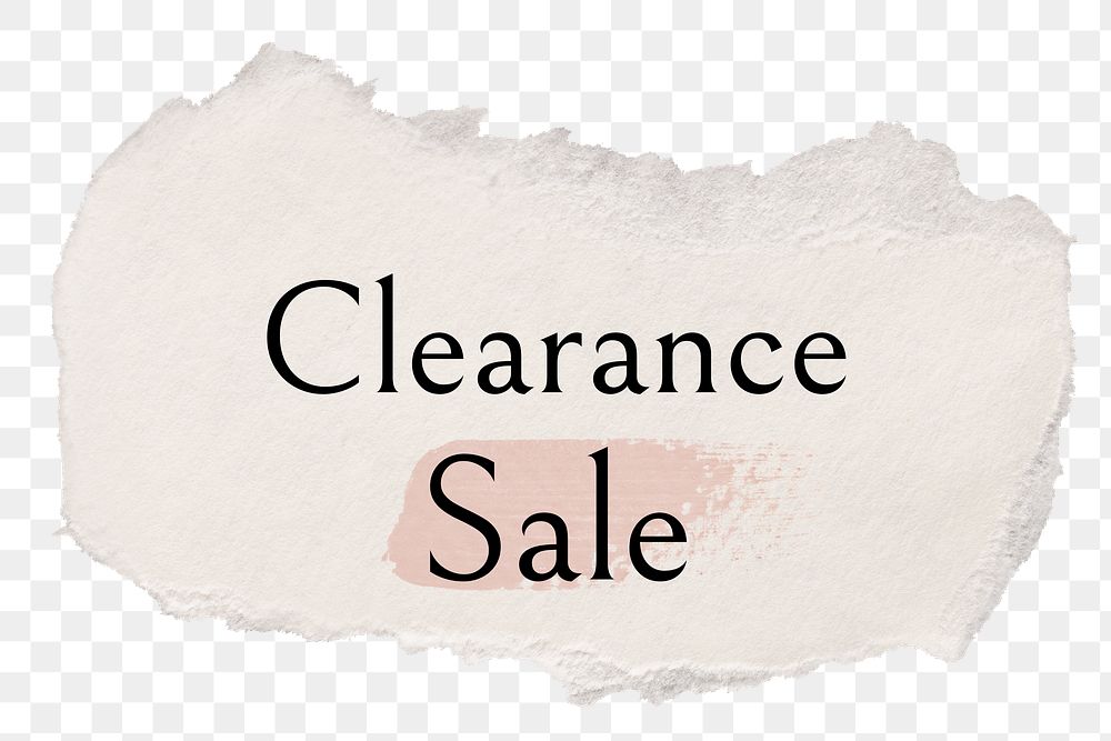 Clearance sale png ripped paper word sticker typography, transparent background