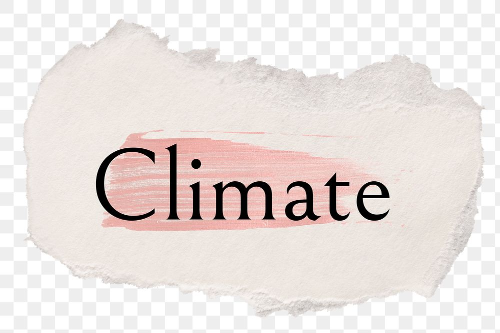 Climate png ripped paper word sticker typography, transparent background