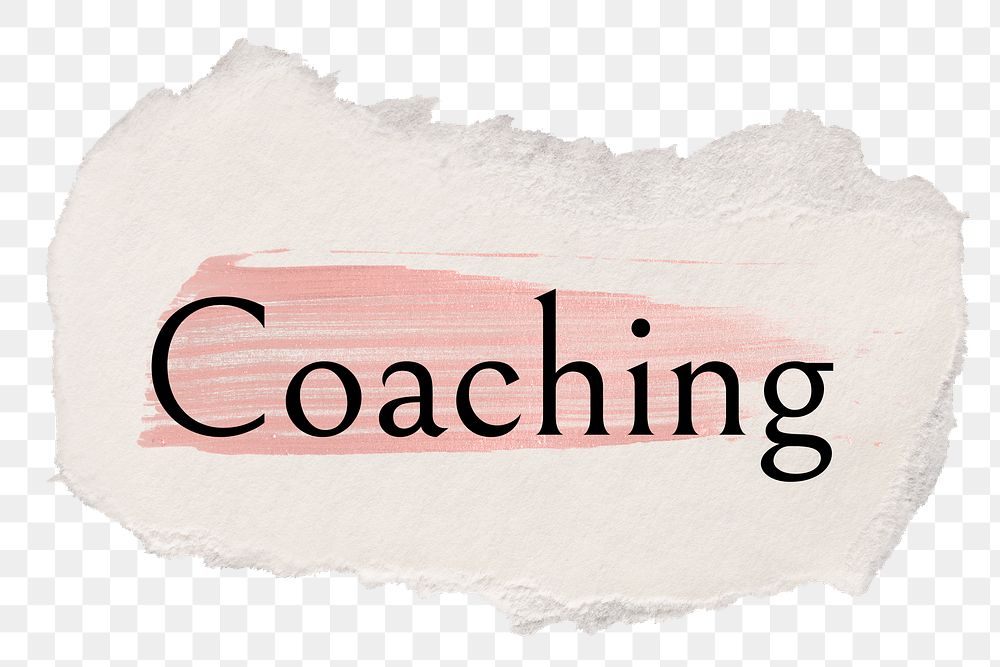 Coaching png ripped paper word sticker typography, transparent background