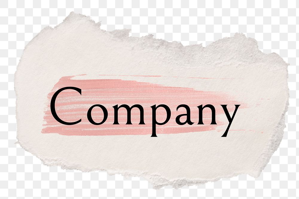 Company png ripped paper word sticker typography, transparent background