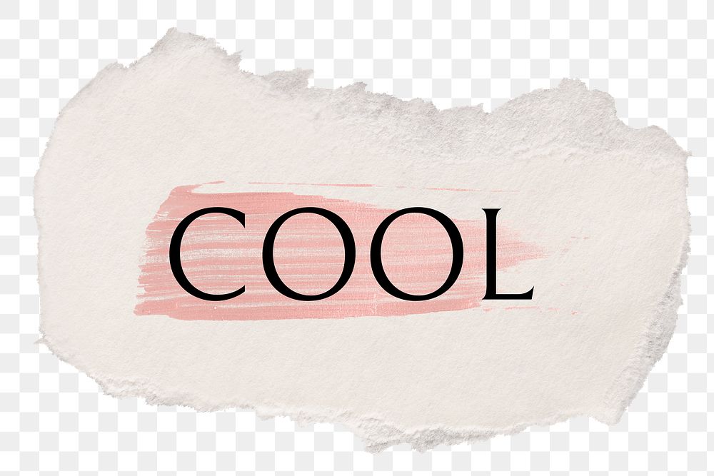 Cool png ripped paper word sticker typography, transparent background