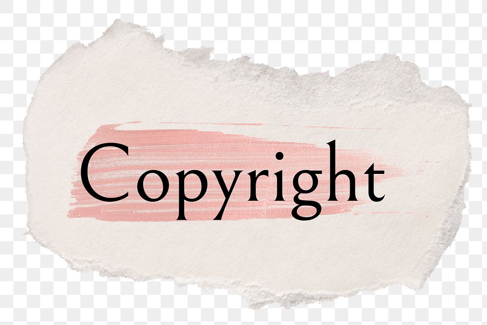 Copyright png ripped paper word sticker typography, transparent background