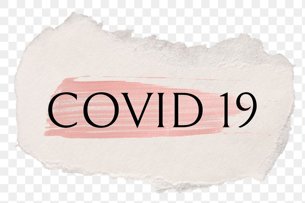 Covid 19 png ripped paper word sticker typography, transparent background