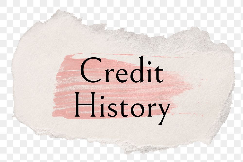 Credit history png ripped paper word sticker typography, transparent background