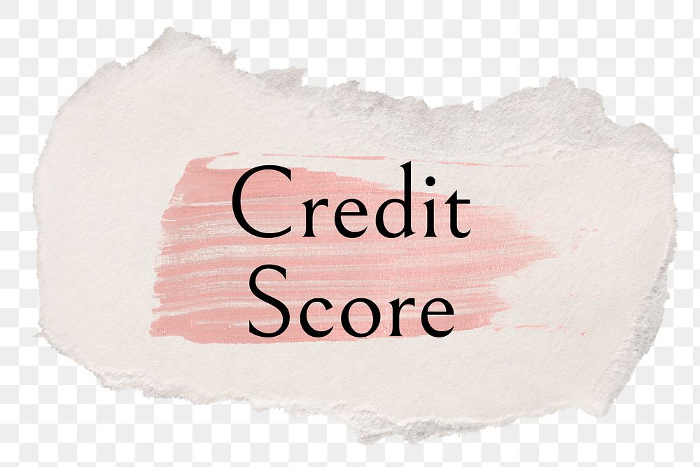 Credit score png ripped paper word sticker typography, transparent background