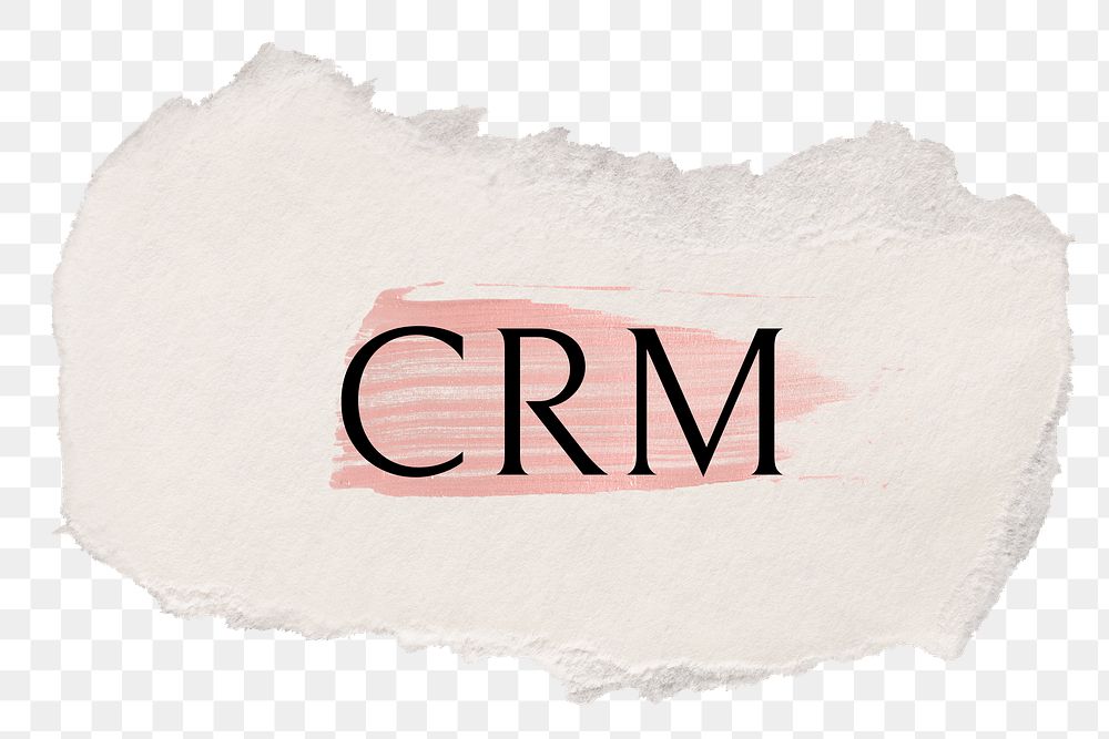 CRM png ripped paper word sticker typography, transparent background