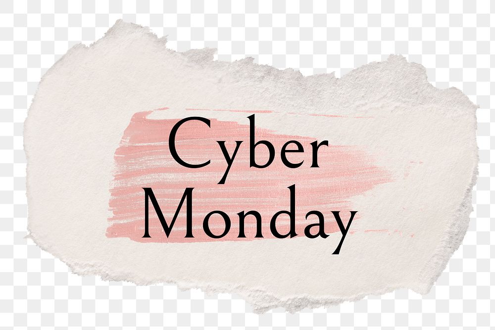 Cyber Monday png ripped paper word sticker typography, transparent background