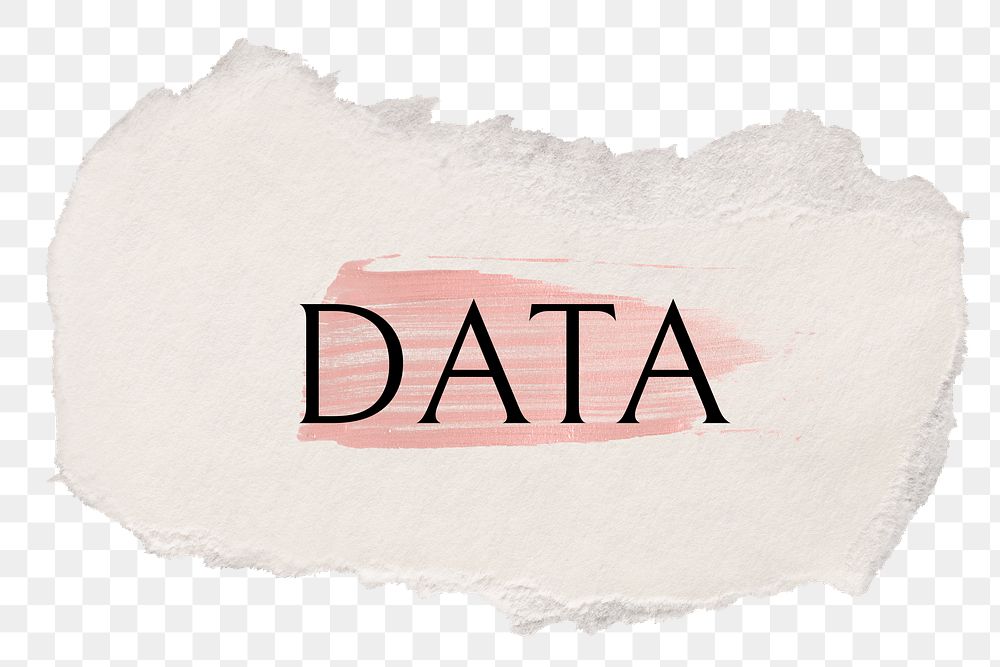 Data png ripped paper word sticker typography, transparent background
