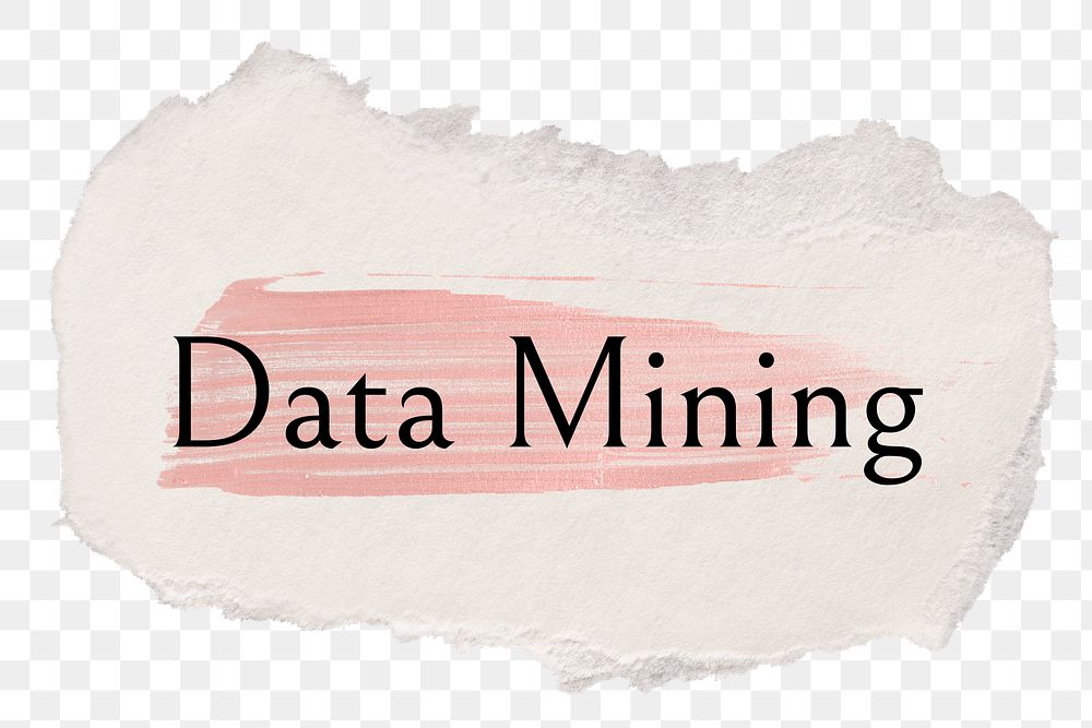 Data mining png ripped paper word sticker typography, transparent background