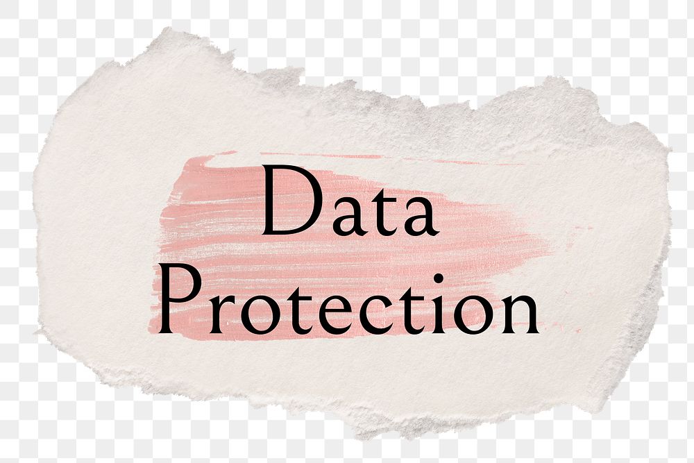 Data protection png ripped paper word sticker typography, transparent background