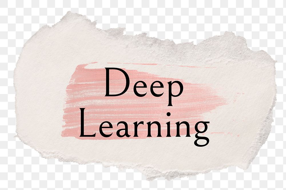 Deep learning png ripped paper word sticker typography, transparent background