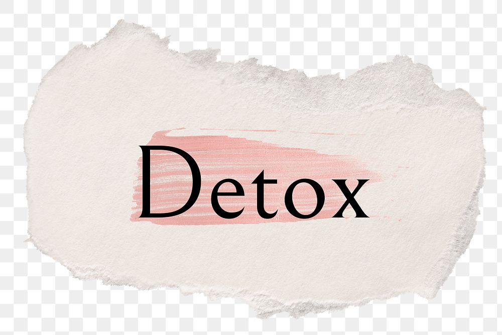 Detox png ripped paper word sticker typography, transparent background