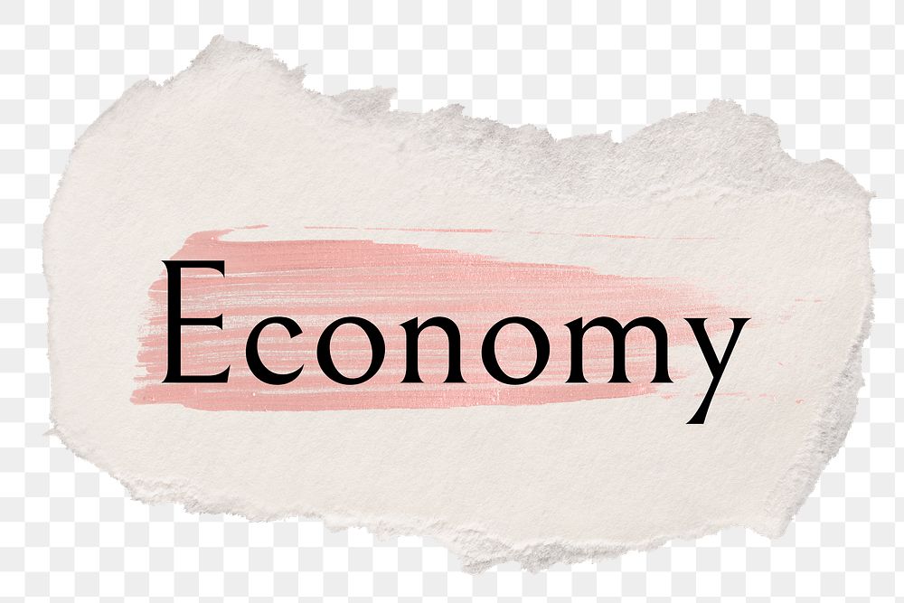 Economy png ripped paper word sticker typography, transparent background