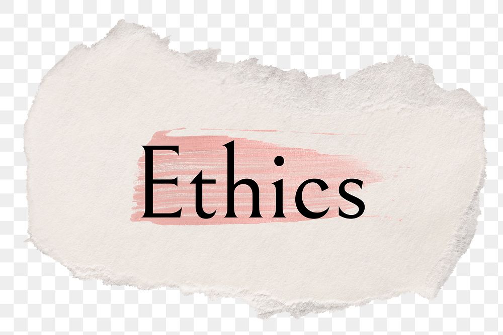 Ethics png ripped paper word sticker typography, transparent background
