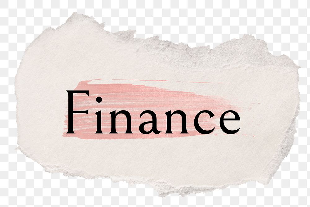 Finance png ripped paper word sticker typography, transparent background