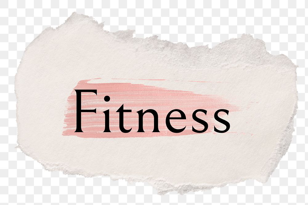 Fitness png ripped paper word sticker typography, transparent background