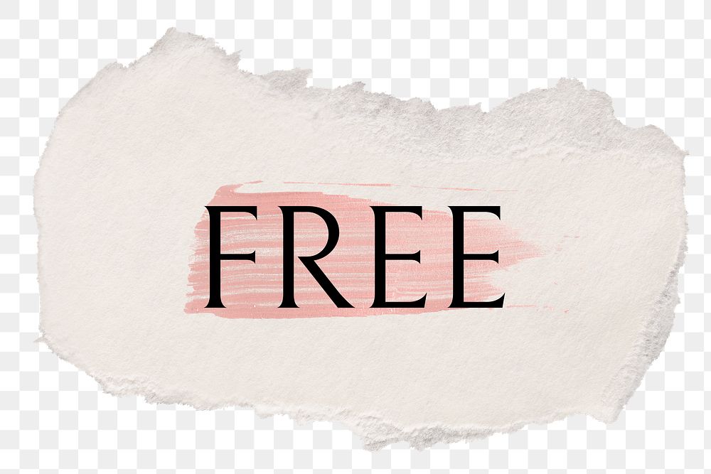 Free png ripped paper word sticker typography, transparent background