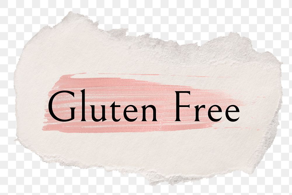 Gluten free png word sticker typography, torn paper transparent background