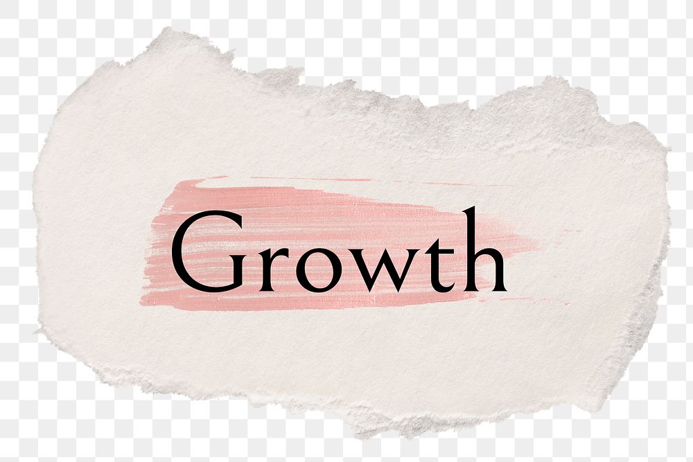 Growth png word sticker typography, torn paper transparent background