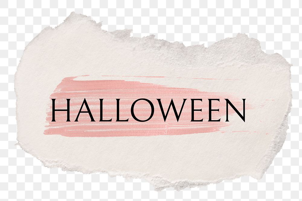Halloween png word sticker typography, torn paper transparent background