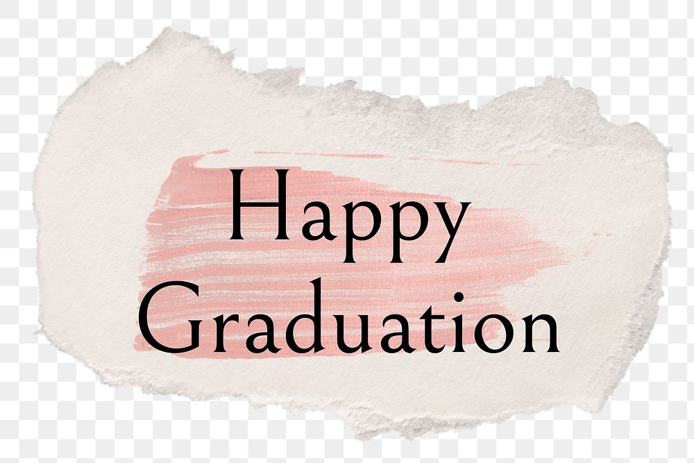 Happy graduation png word sticker typography, torn paper transparent background