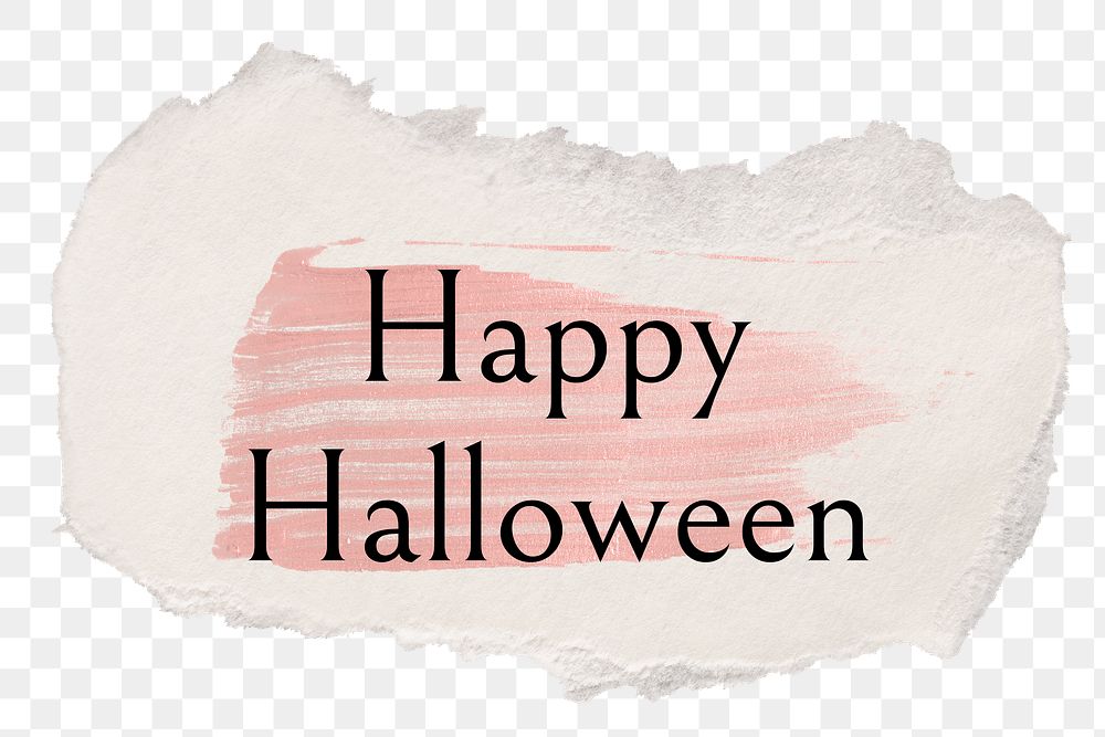 Happy Halloween png word sticker typography, torn paper transparent background
