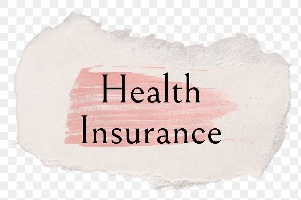 Health insurance png word sticker typography, torn paper transparent background