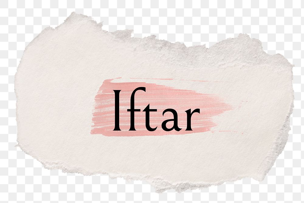 Iftar png word sticker typography, torn paper transparent background