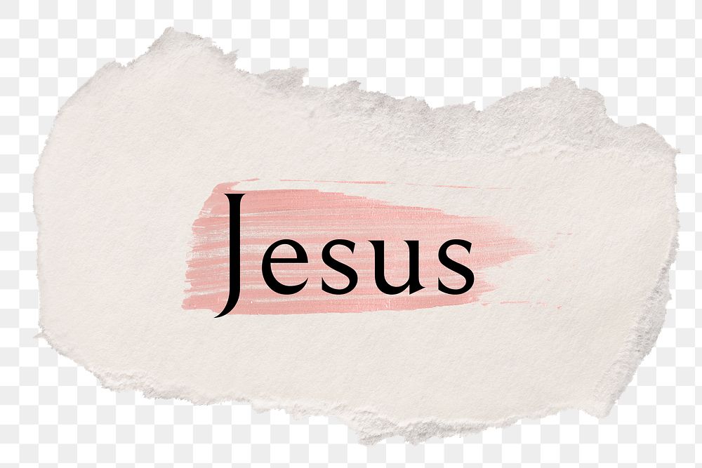 Jesus png word sticker typography, torn paper transparent background