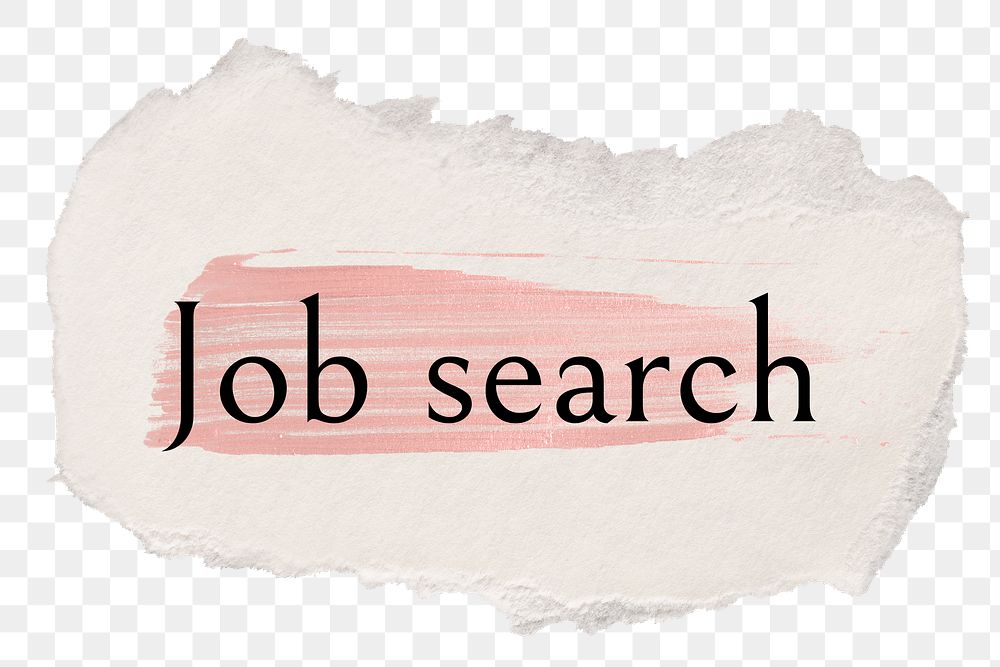 Job search png word sticker typography, torn paper transparent background