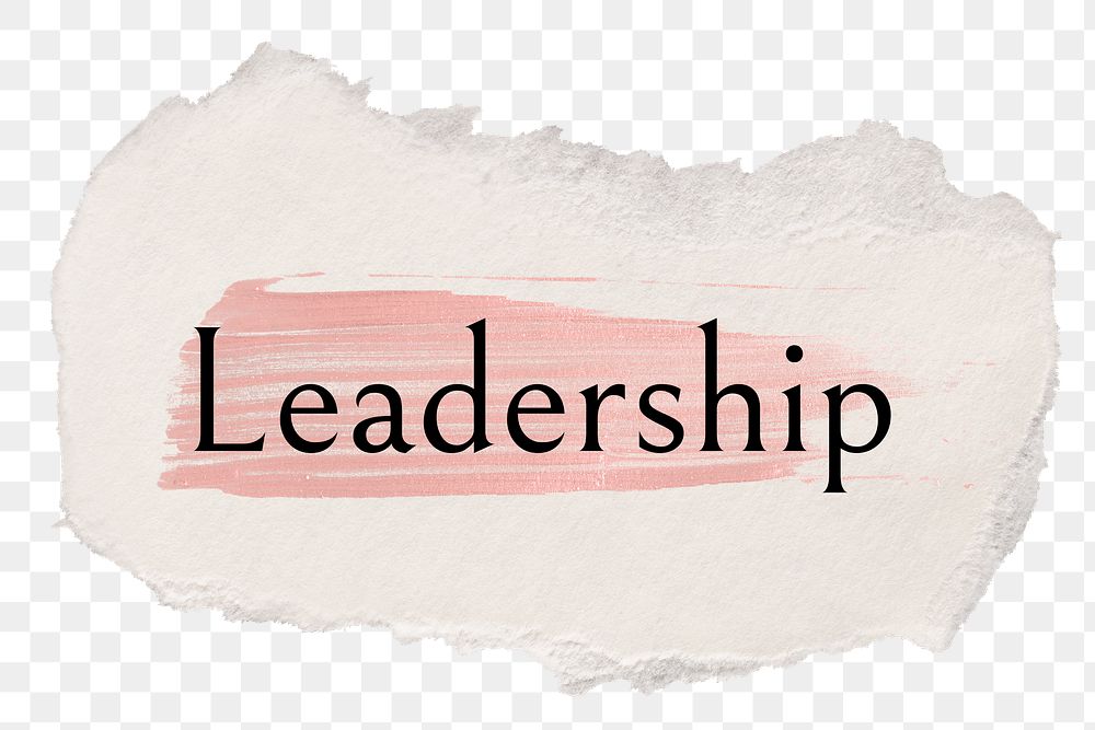 Leadership png word sticker typography, torn paper transparent background