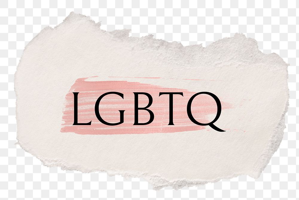 LGBTQ png word sticker typography, torn paper transparent background