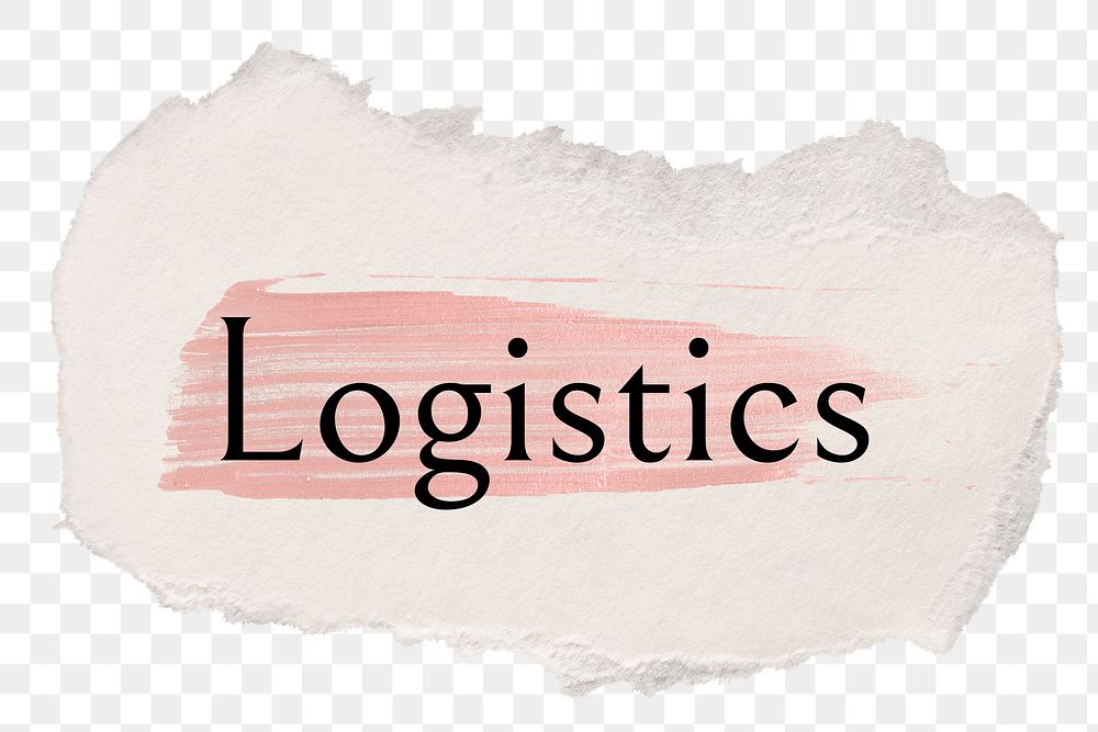 Logistics png word sticker typography, torn paper transparent background