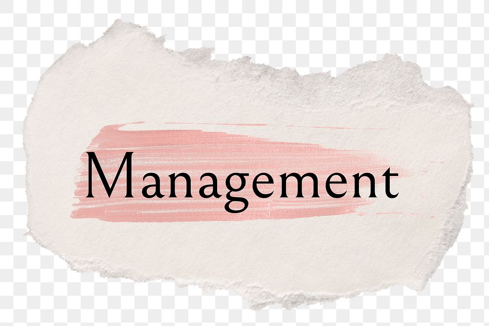 Management png word sticker typography, torn paper transparent background