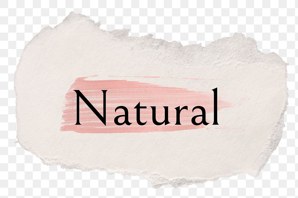 Natural png word sticker typography, torn paper transparent background