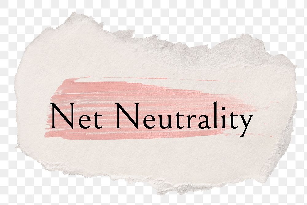 Net neutrality png word sticker typography, torn paper transparent background