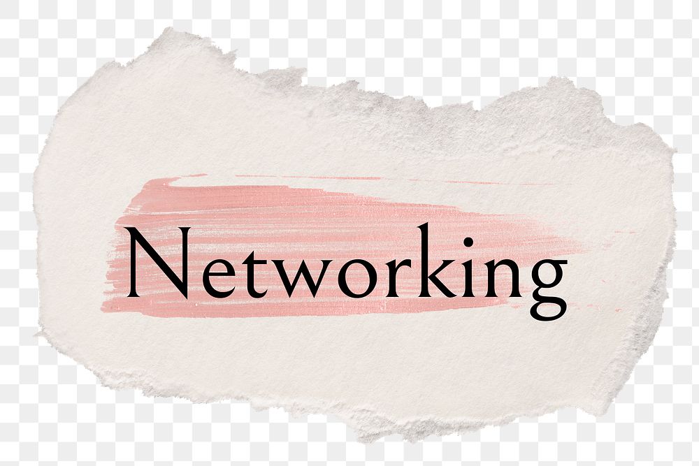 Networking png word sticker typography, torn paper transparent background