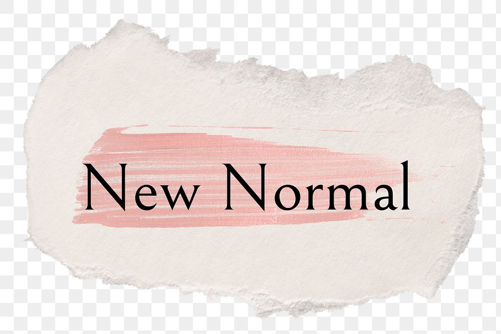 New normal png word sticker typography, torn paper transparent background