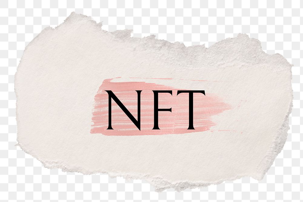 NFT png word sticker typography, torn paper transparent background