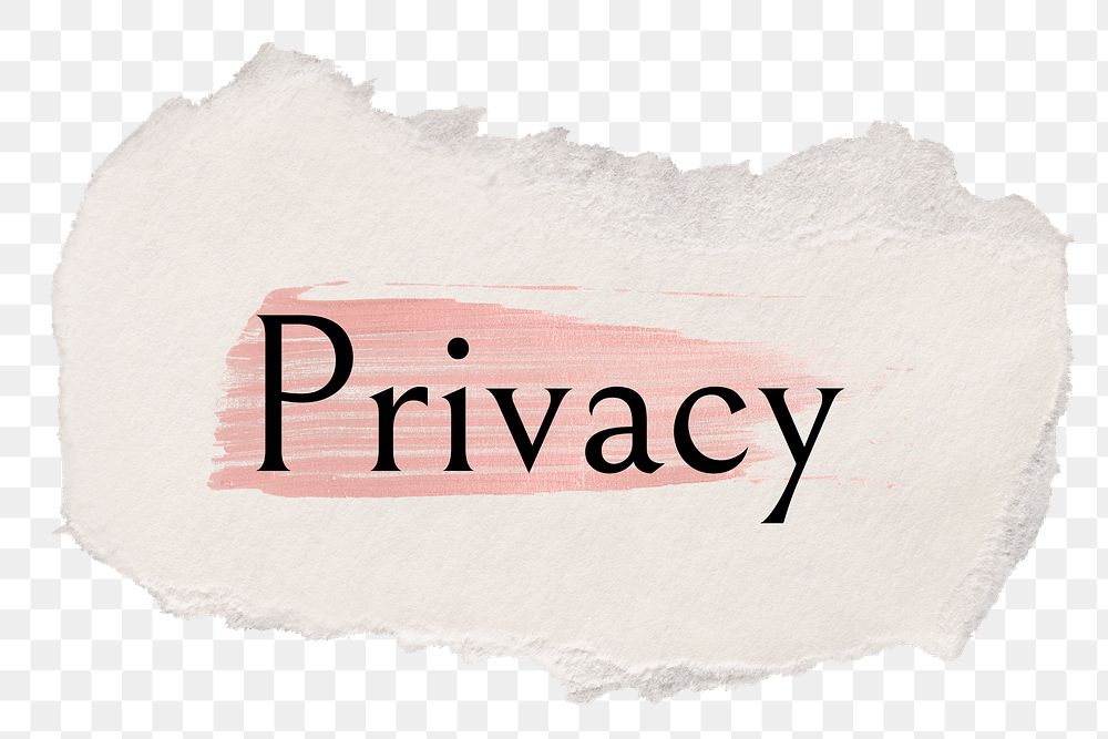 Privacy png word sticker typography, torn paper transparent background