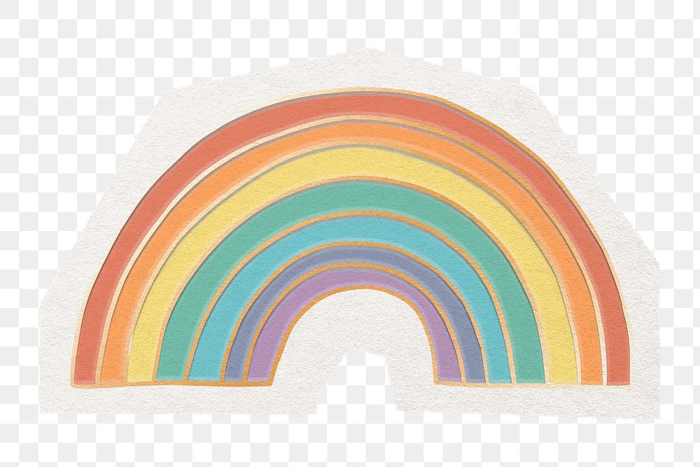Cute rainbow png sticker, cut out paper design, transparent background