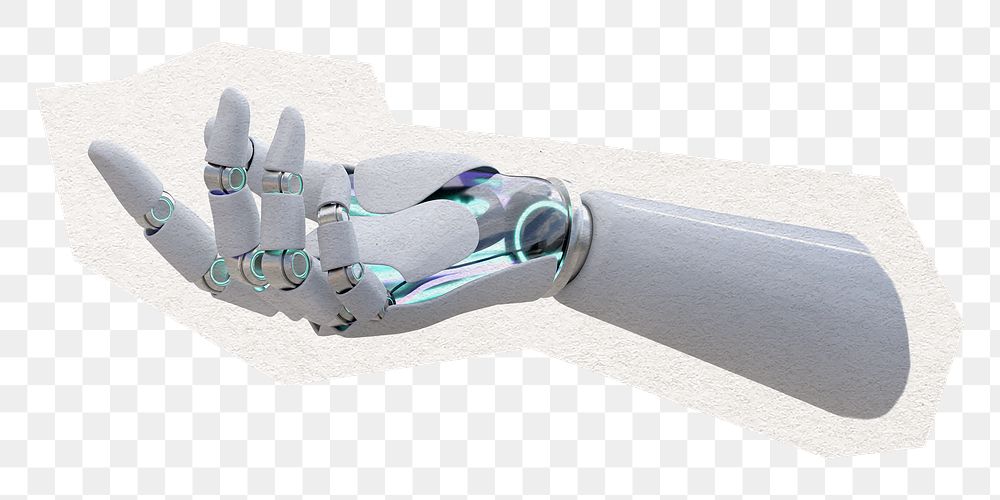 Robot hand png sticker, cut out paper design, transparent background