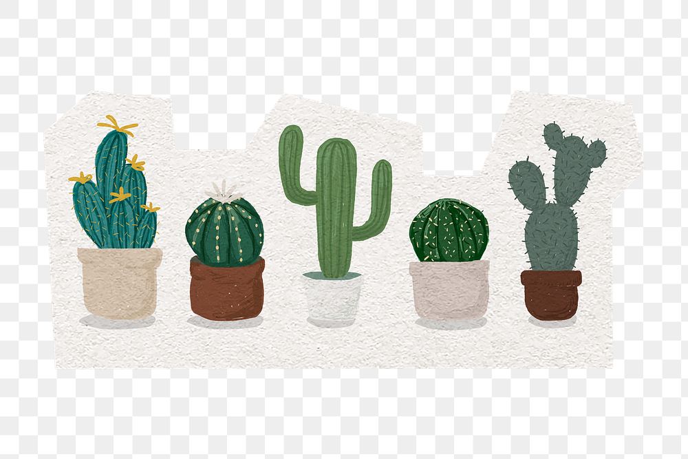 Cactus pot png sticker, cut out paper design, transparent background